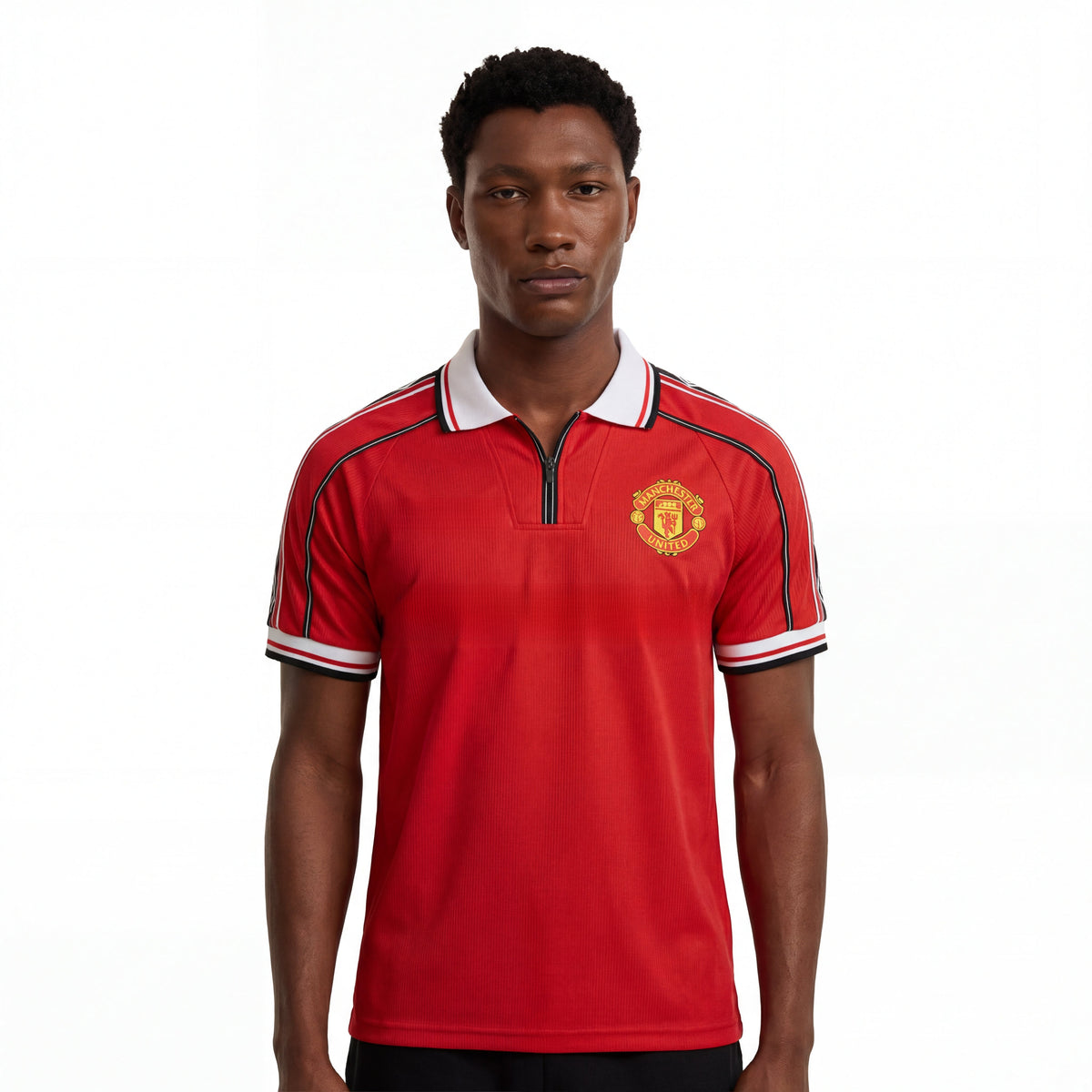 Red Manchester United retro 98/99 home jersey with sharp logo