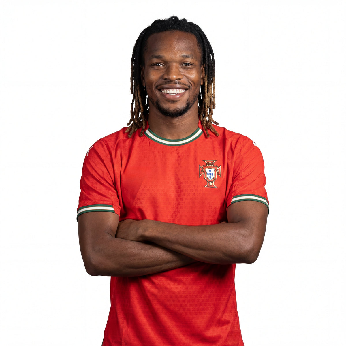 Red Puma Portugal 25/26 home player jersey with green white trim