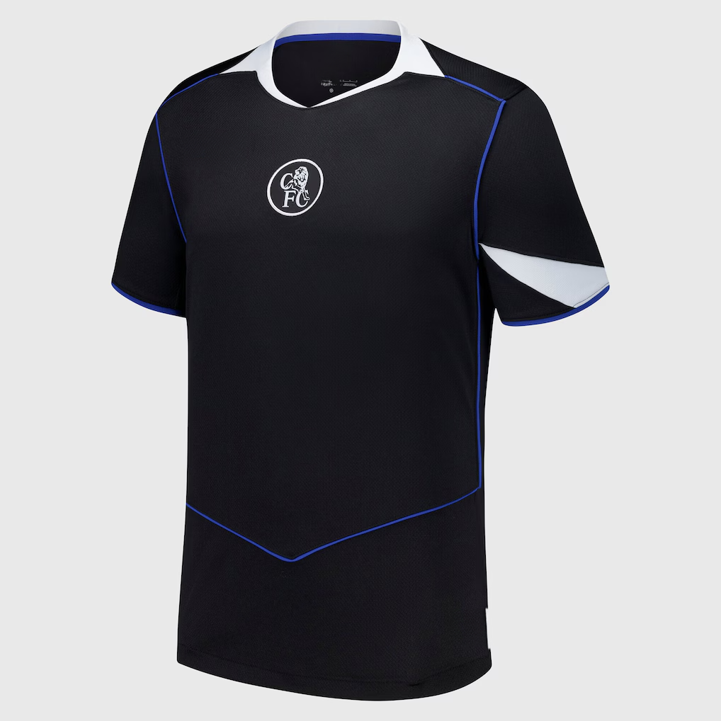 Kids Chelsea 25/26 third black jersey with Nike swoosh and crest