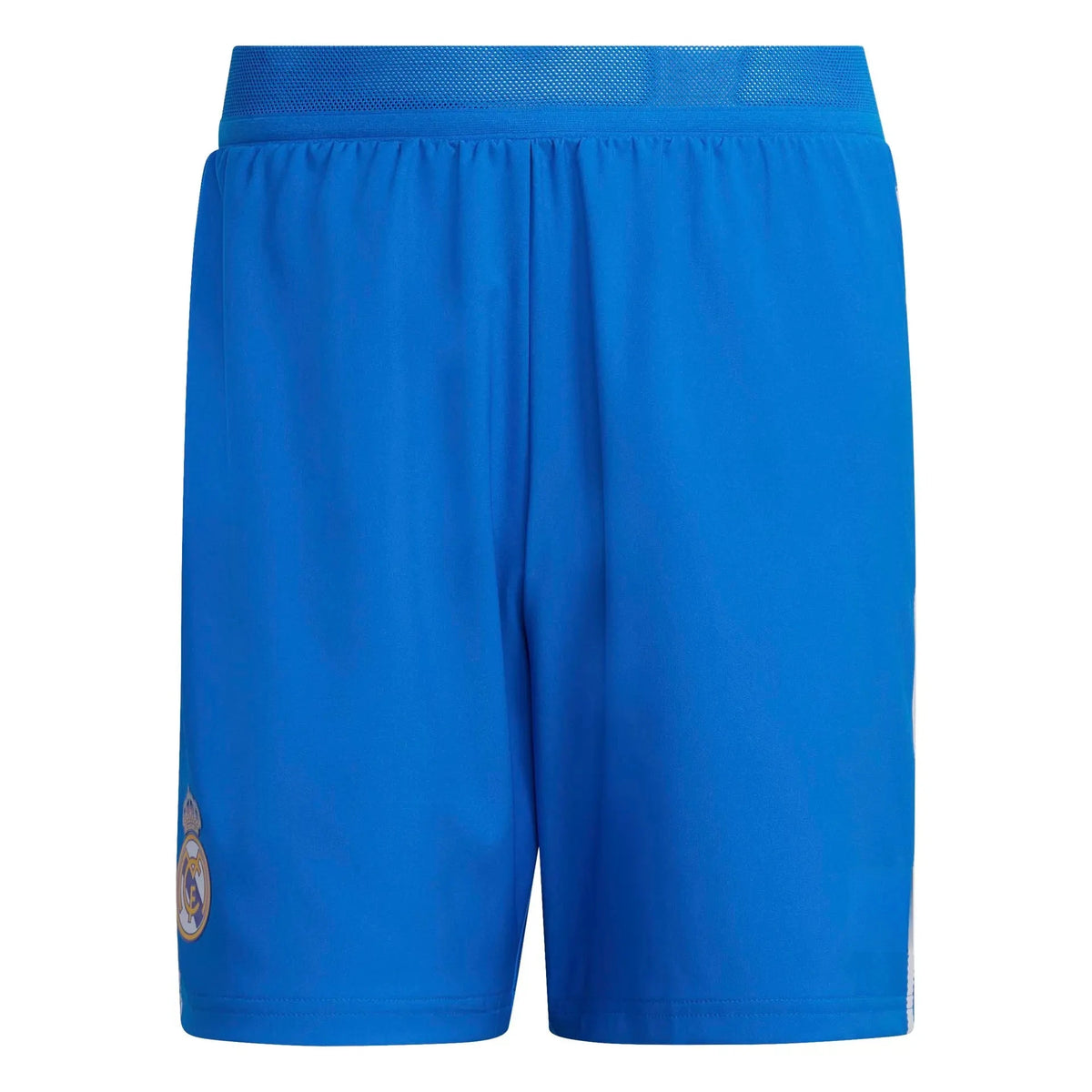 Shorts Real Madrid 25/26 Third: bright blue with crest and adidas trefoil